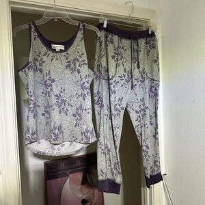 Karen Neuburger Gray and Purple Floral Pajama Set